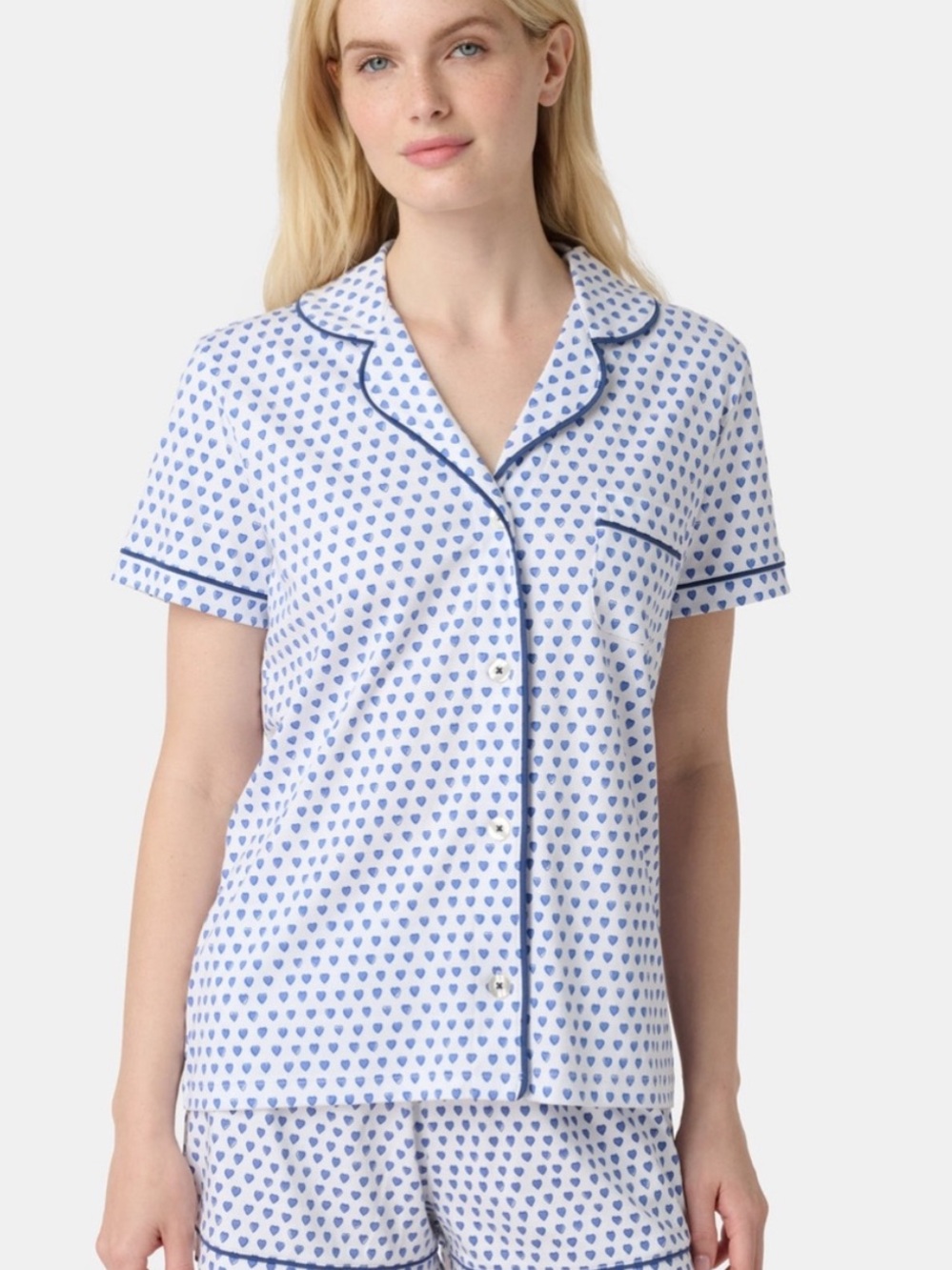 Roller Rabbit Hearts Polo Pajamas Top Blue Teal Hearts Small